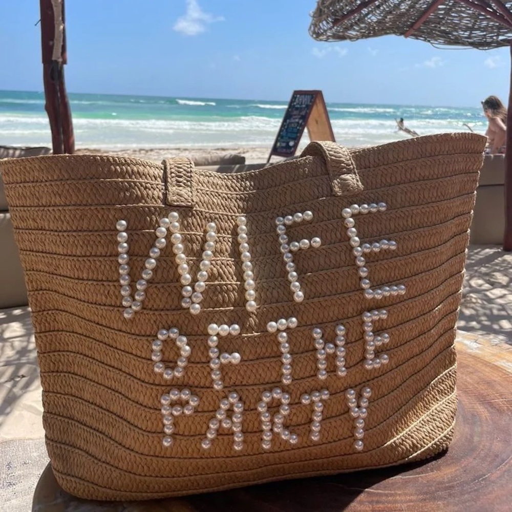 Untamed Petals “Wife of the Party” Bachelorette/Bridal Straw Tote